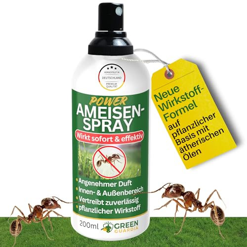 GREEN GUARDIA Ameisen Abwehrspray – Sprühfertiges Konzentrat mit pflanzlichen Ölen | 200 ml für Innen & Außen | gegen Ameisenstraßen, Nester, Terrassen