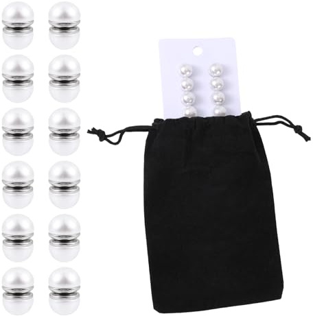 12 Paar Perlen Schleier Gewichte, Magnetische Doppelseitige Schleiergewichte Unsichtbare Magnete für Kleider Kleidung Schals Ideale Hochzeitsaccessoires Freien und Geschenke für Braut(Weiß)