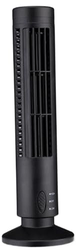 Licsaliwe Bladeless Tower Fan, 2 Speeds Cooling Tower Fan, USB Charging Table, Portable Air Conditioner Bladeless for Bedroom Livingroom Bedroom Dining(Black)