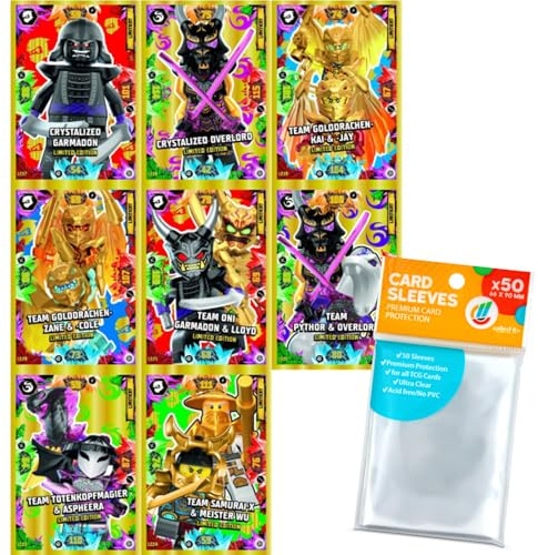 Bundle mit LEGO Ninjago - Serie 8 Trading Cards - 8 Verschiedene Limitierte Karten (LE21-LE24)+(LE17-LE18-LE19-20)- Deutsch + Exklusive Collect-it Hüllen