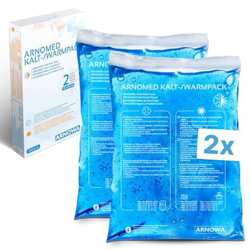 2x ARNOMED® Återanvändbara kylförpackningar Gel 12x20cm, kall varm kompress, återanvändbar och tål mikrovågsugn, gelkylkuddar, kylgeldynor, kylförpackningar, kylkuddar, kall kompress