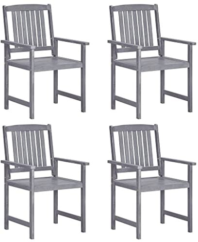 Teenpull Gartenstühle 4 STK. Massivholz Akazie Grau, 57x61x92cm, witterungsbeständig, für Außenbereich, Terrassenmöbel Set, robuste Holzstühle