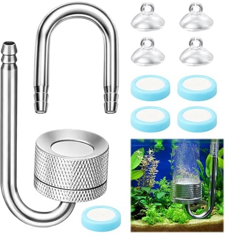 Menibeuty CO2 Diffusor Aquarium, Aquarium Zerstäuber Sauerstoff Kohlendioxid Diffusor mit Saugnäpfen und U-Pipe, CO2 Anlage Aquarium, für alle Arten von Aquarien Süßwasserfischpflanzen Wasserpflanze