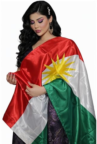 Kurdistan Flagge mit Messing-Ösen 150x90cm – Wetterfeste Kurdische Fahne für Fahnenmast – Extra Groß Breit Lang XL XXL