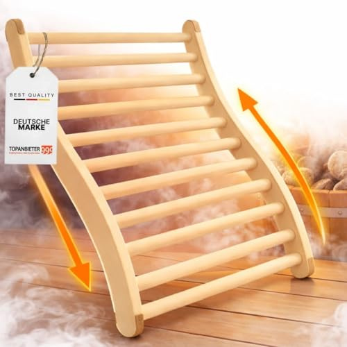 Sauna Rückenlehne aus Lindenholz – ergonomisch geformt - Rückenstütze zum realexen – rutschfeste Korkstopper - hochwertiges Saunazubehör Infrarotkabine
