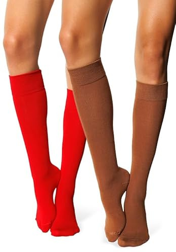 MILENA Chaussettes femme hauteur genou lot de 2 confortables extensibles et respirantes gardent les jambes au chaud pour le quotidien le travail le cosplay et le sport parfaites avec jupes et shorts