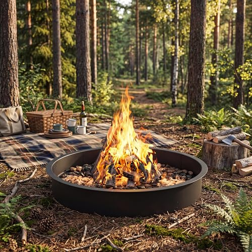 Aptliton Feuerstellen-Ring-Liner 101 cm Außendurchmesser / 91cm Innendurchmesser | Robuster Stahl Feuerstellenring Für DIY Feuerstelle | Feuerschale Rauchfrei Für Garten, Terrasse Und Camping
