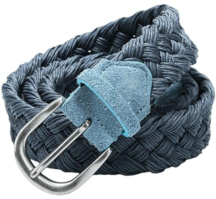 ZCABYBD Cintura Uomo Intrecciata in Pelle Scamosciata Corda di Cotone con Cerata Neutra 6 Colori-azzurro-130 Cm
