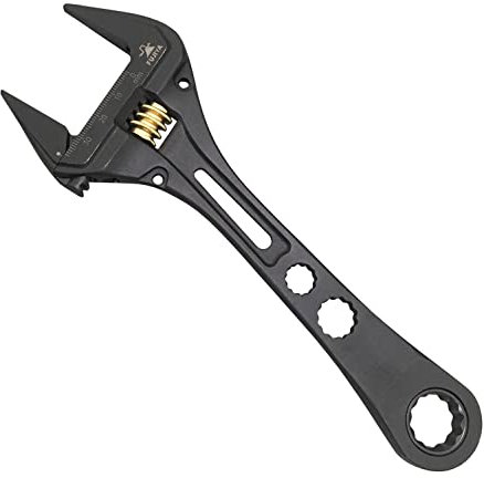 FUJIYA Tools, FGL-38-BG, Herramientas Llave Ajustable con Llave de Carraca, Color Negro y Dorado, 9 Pulgadas
