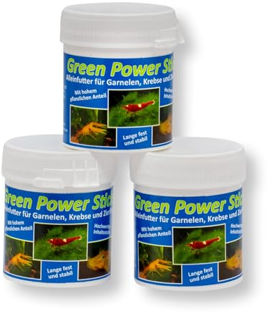 AQ4Aquaristik Futtersticks: Green Power Sticks - Futter für Garnelen, Krebse und Zierfische, 3x45g=135g