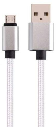 Just Accessories® Strong Fabric Braided 1M White Micro USB 2.0 Data Cable Charging Charger Sync USB 2.0 A to MICRO USB B Lead