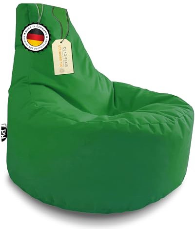 PATCH HOME Gamer Kissen & Lounge Sitzsack – befüllbar mit Reißverschluss, gefüllt mit Styropor, geeignet für In- & Outdoor. Perfekt als Gaming Sessel Sitzkissen (Grün - Ø 75cm x Höhe 80cm)