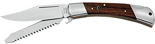 Fox Knives Taschenmesser mit Griffschalen aus Palisander mit Klinge und Säge Gesamtlänge 22 cm Art. 589