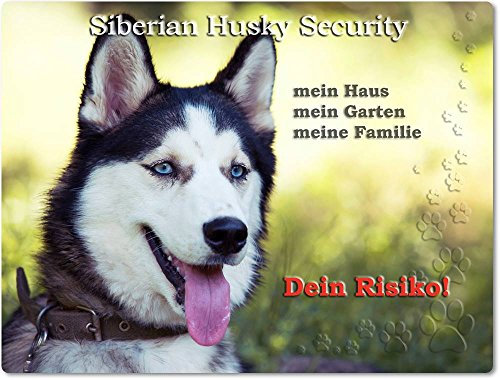 Merchandise for Fans Warnschild - Schild aus Aluminium - 20x30cm Motiv: Siberian Husky Security (01)