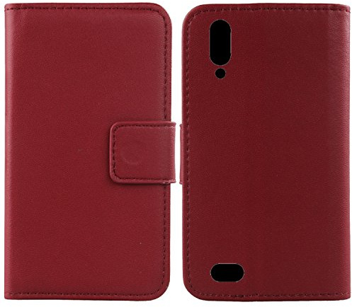 Gukas Design Echt Leder Tasche Für Cat S61 5.2 Hülle Lederhülle Handyhülle Handy Flip Brieftasche mit Kartenfächer Schutz Protektiv Genuine Premium Case Cover Etui Skin (Dark Rot)