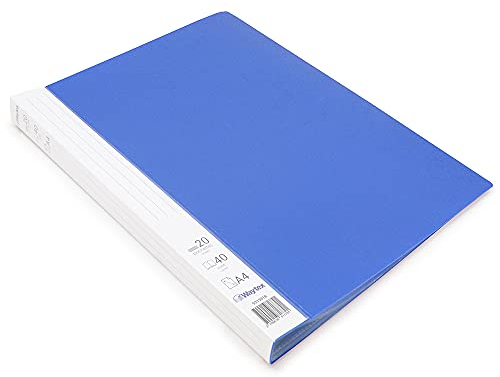 Waytex 931331B Protège Documents A4 40 vues Premium en Polypropylène Opaque Identifiable - 20 Pochettes transparentes - Bleu