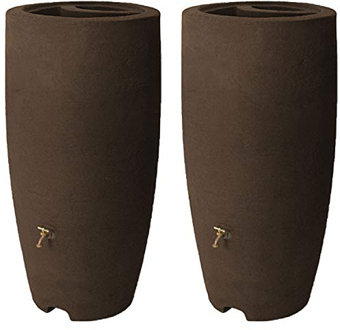 Algreen Rain Barrel - 80 Gallon with Brass Spigot, 2 Pack - Plastic