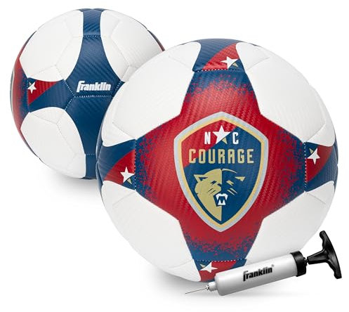 Franklin Sports NWSL North Carolina Courage Soccer Ball - Official Size 5 Soccer Ball - Regulation Size + Weight Soccer Ball for Kids + Adults - Boys + Girls Soccer Ball - Air Pump Included