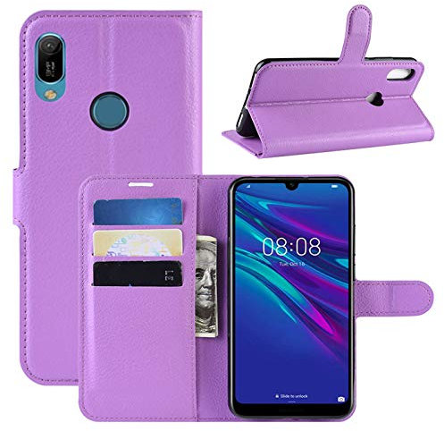HualuBro Funda para Huawei Y6s, Funda Libro de Cuero PU Premium con Tapa y Cartera Flip Cover Magnético Carcasa para Huawei Y6s Case (Morado)