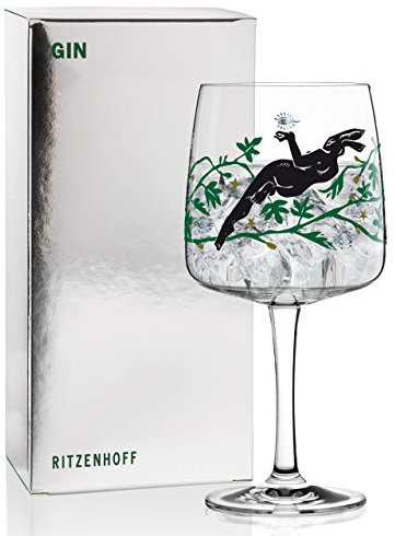 RITZENHOFF Gin Ginglas von Karin Rytter (Mysterious Hare), aus Kristallglas, 700 ml, mit echtem Platin, 1 Stück (1er Pack)