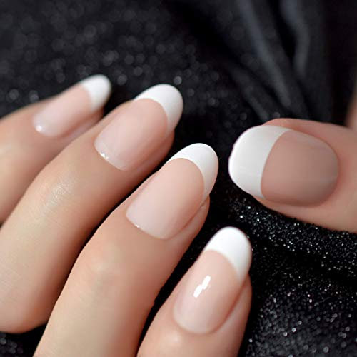 Yienate Künstliche Fingernägel, rund, Rosa, 24 Stück