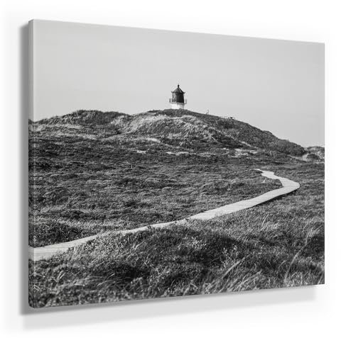 BilderKing Atemberaubendes Nordsee Leinwand-Bild 80x80cm, Motiv Insel Amrum Leuchtturm. Ein einzigartiges Wandbild als Deko für Wohnzimmer, Schlafzimmer, Küche. Aufgespannt auf Holzrahmen