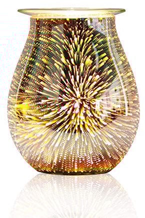 GDICONIC Electric Oil Burner Wax Melt Burner 3D Firework Star Effect Starburst Glass Oil Warmer Candle Melter Fragrance Aroma Warmer for Bedroom Living Room Gifts (3D Fireworks)
