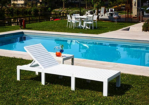 Dmora - Bains de soleil Caserta, Chaise longue de jardin réglable, Chaise longue d'extérieur, 100% Made in Italy, 195x65h78 cm, Blanc