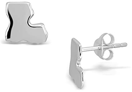 WithLoveSilver 925 Sterling Silber Louisiana State Karten Ohrstecker - Winzige 9mm Stud Ohrringe für Damen