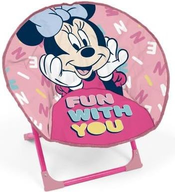 ARDITEX Silla Redonda Plegable Minnie Mouse, Silla Infantil de Luna, Ø 50 cm