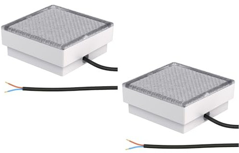 ledscom.de 2 Stück LED Pflasterstein Bodeneinbauleuchte CUS für außen, IP67, eckig, 15 x 15cm, kaltweiß