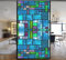 Sichtschutzfolie Selbstklebend, Milchglasfolie Statisch Haftend, 3D Buntglas Dekorfolie, Nein Formaldehyd,Anti-UV für Badezimmer Schlafzimmer Küche - Blaues Quadrat(60cmx200cm)