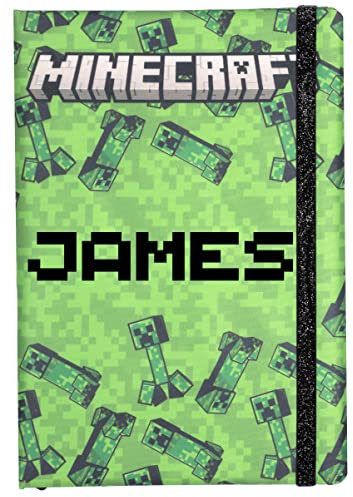 MINECRAFT - Journal Notizbuch - Personalisiertes Notizbuch für Jungen - Füge deinen Namen hinzu Notizbuch - 96 Seiten - Individuelles Geschenk - Grün