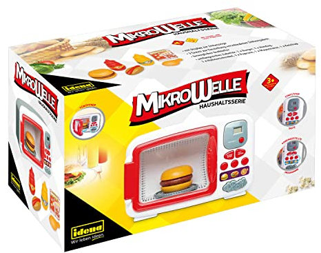 Idena 40470Microonde per Bambini con Effetti Luminosi e Sonori, Apparecchio da Cucina con 7 Funzioni di Base e Numerosi Accessori, Giocattolo per L'Apprendimento di Abilità Pratiche