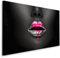 Muralo - Leinwandbild Gesicht Frau Silberrosa Lippen Aufhängefertig - Wandbild Kunstdruck für Wohnzimmer Schlafzimmer Büro Wanddeko Modern Vintage Glamour Loft Stil 120 cm x 80 cm