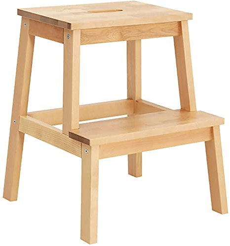 Klappbarer Tritthocker Kleine Fußhocker Holzleiter Treppenregal Trittleiter Eiche Verbreiterte Multifunktions-Sicherheitsschuhbank Küche Innen Ascend Home