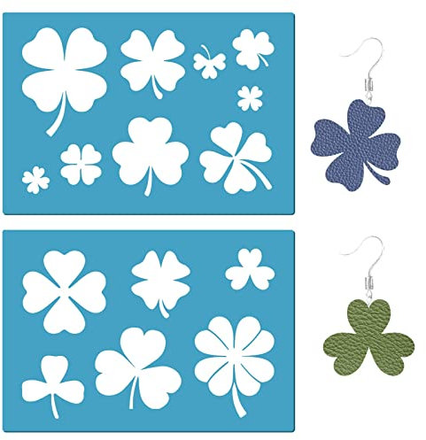 GORGECRAFT 2 Styles Patrick's Day Schmuckformschablone Irisches Kleeblatt Wiederverwendbare Lederohrringe HerStllung von Acrylausschnitten Schneideschablone Für HalskettenschmuckherStllung