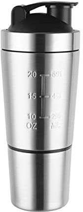 ERLUN Bouteille De Shaker De Protéines, Tasse De Shaker De Protéines avec Boule De Shaker Bouteille Protéines Bouteille De Poudre De Gym Shaker De Smoothie Réutilisable, Couleur : 600 ML + 200 ML