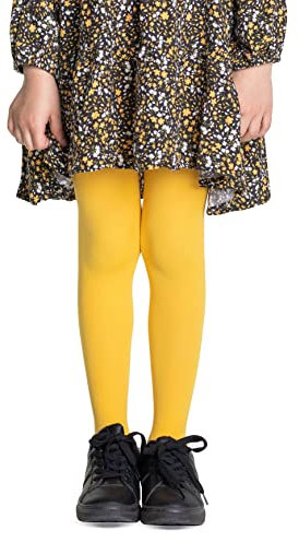 LORES Collants opaques pour fille, Avec pied, Pour l'école de danse classique, 40 deniers, Jaune, 146/152 cm