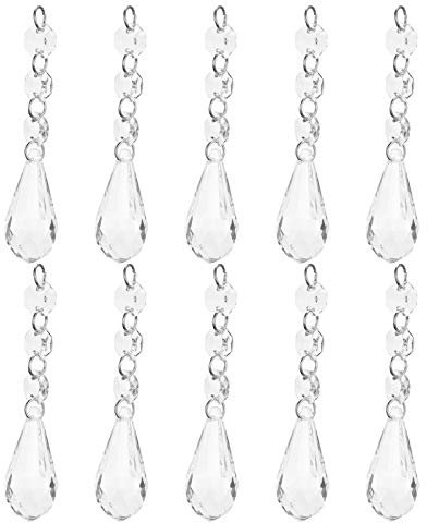 Tomotato 10 Stück Kronleuchter Kristalle, 10,5cm Tropfenform Transparent Acryl Kristall Kronleuchter Prisma Ersatz Anhänger Teile für Zuhause Hochzeit Party Dekoration