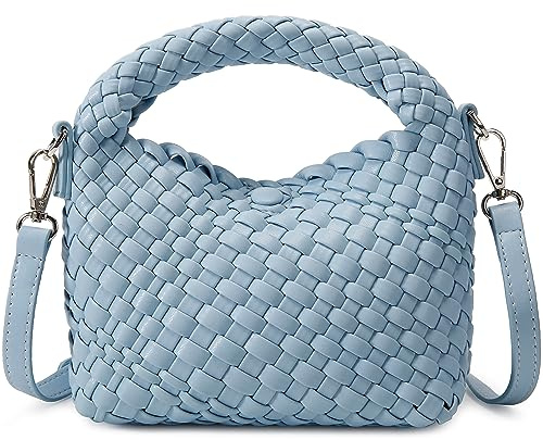 Fashion Small Woven Bag for Women, Handmade MINI HOBO Tote Bag Crossbody Handbag Travel Summer Beach Bag