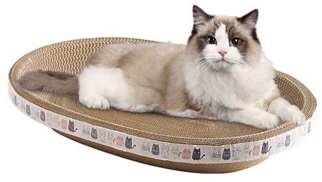 Katzen Kratzbrett Pappe, Katzenkratzbretter Bett, Ovales/Rund Kratzbretter Katze, Katzen-Kratzunterlage, Katzen Kratzmöbel Katzenkratzlounge für Schlafende Katzen (Oval)