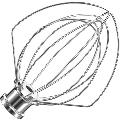 K45WW Stainless Steel 6-Wire Whip Attachment for KitchenAid Tilt-Head Stand Mixer 4.5-5 Quart Bowl, Stainless Steel Whisk Replacement for Kitchen Aid Mixer, Dishwasher Safe, Egg Heavy Cream Beater