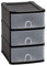 Handy 3 Tier Multipurpose Plastic Drawers Storage Tower Unit Black/Clear Portable Storage Chest Desktop Tabletop Storage Unit Store Stationary File Makeup Organiser For Office, Bedroom, Garage (Black)