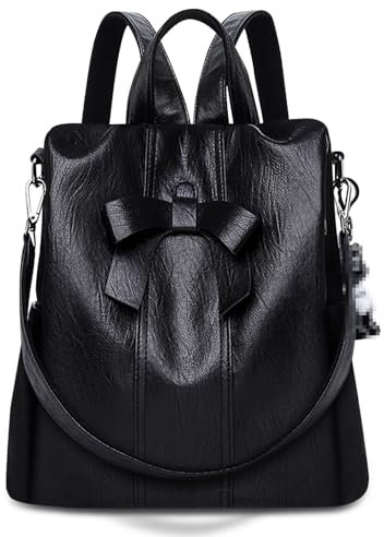 HUA ANGEL Kleiner Anti-Diebstahl Damen Rucksack Taschenrucksack 2in1 Damen Leder Moderne Rucksäcke für City Arbeit Alltag und Reisen
