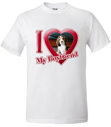 Mr. Gadgets Personalisiertes T-Shirt I Love My Boyfriend/Girlfriend – personalisierbar mit Foto, Boyfriend, XL