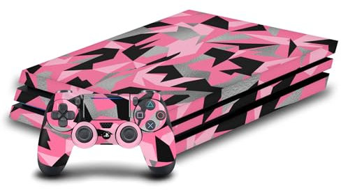 Head Case Designs Rosafarbener Camo Tarnung Vinyl Haut Gaming Aufkleber Abziehbild Abdeckung kompatibel mit Sony PlayStation 4 PS4 Pro Console and DualShock 4 Controller
