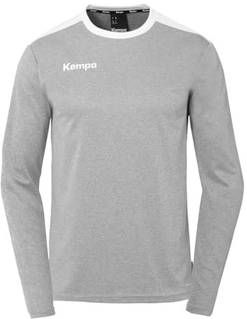 Kempa Unisex Emotion 27 Langarmshirt Sweatshirt, Dark Grau Melange/Weiß, L EU
