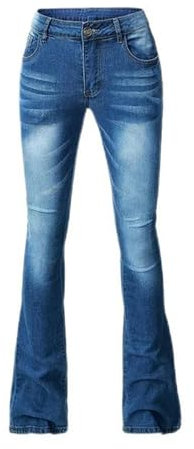 Hosen Plus Size Stretch-Denim-Hosen Trendige asymmetrische Schlagjeans-DEEP Blue-XXL