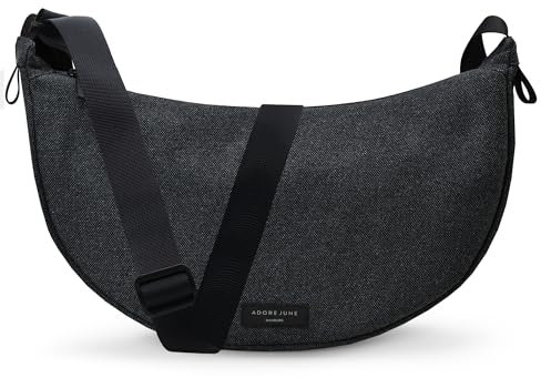 Adore June Moderne Moon Bag Vin Gefertigt in Europa, Umhängetasche für Damen und Herren, Verstellbarer Schultergurt, Wasserabweisendes Recyceltes Material
